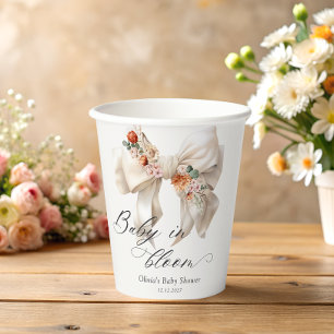 Bow Baby in Bloom Baby Shower Paper Cups