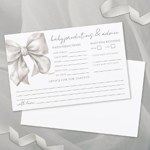 Bow Baby Shower Advice Predictions Card