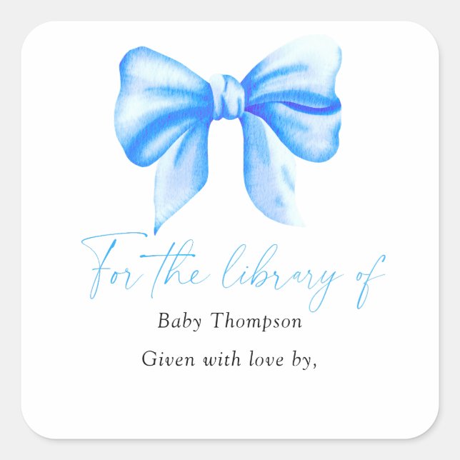 Bow - Baby Shower bookplate, books for baby Square Sticker (Front)