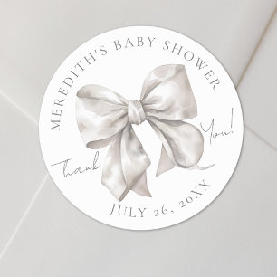 Bow Baby Shower Classic Round Sticker