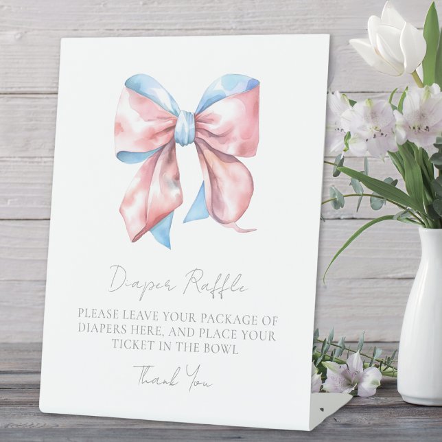 Bow Baby Shower Diaper Raffle Enclosure Card Pedestal Sign (Bow Baby Shower Diaper Raffle Enclosure Card Pedestal Sign)