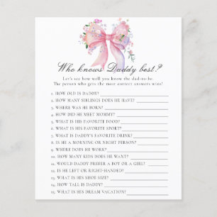 Bow baby shower - Game Who knows daddy best
