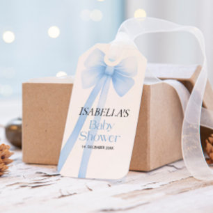 Bow Baby Shower gift tag, Blue Thank You  Tags