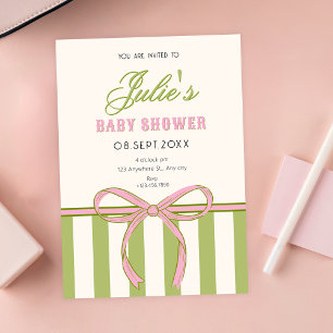 Bow baby shower invitation