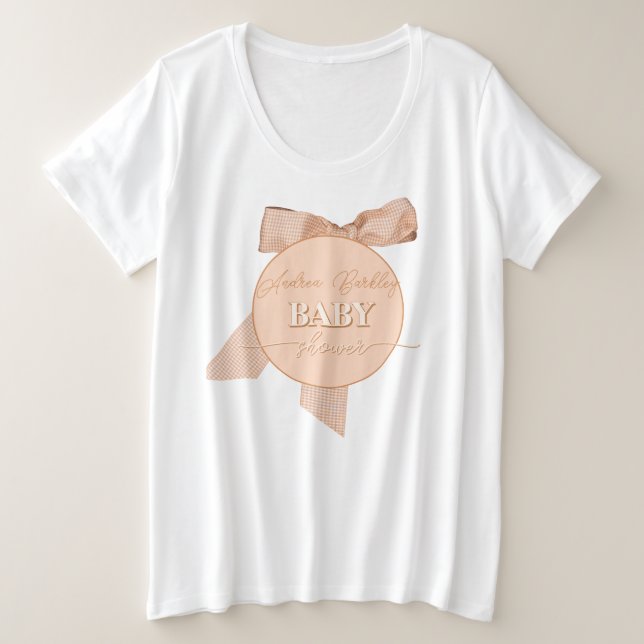 Bow Baby Shower Plus Size T-Shirt (Design Front)