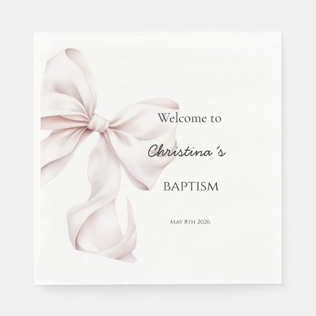 Bow Baptism Napkins (Front)