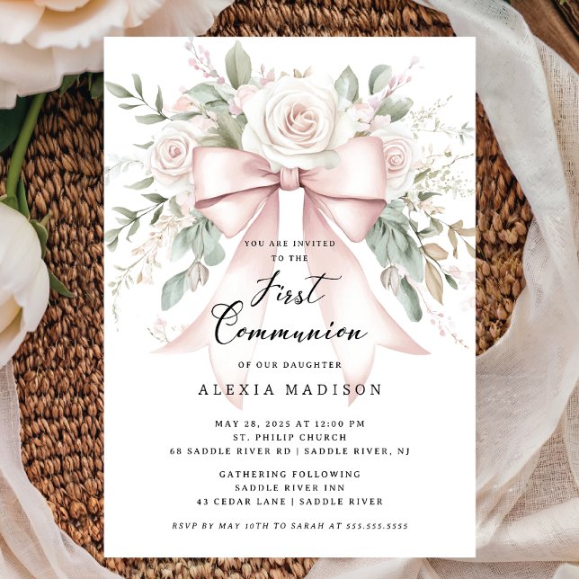 Bow & Blossom Communion Invitation (Creator Uploaded)