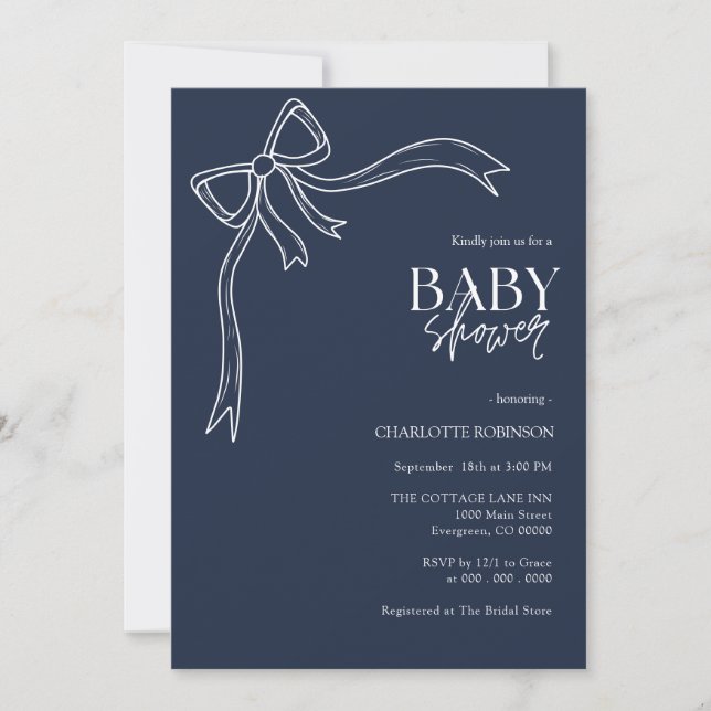 Bow Boho Baby Shower  Invitation (Front)