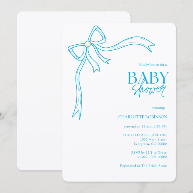 Bow Boho Baby Shower  Invitation (Front/Back)