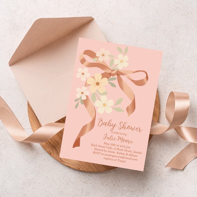 Bow Bouquet Baby Shower Invitation (Creator Uploaded)