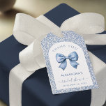 Bow Bridal Shower Blue White Arch Floral Thank You Gift Tags<br><div class="desc">An arched blue and white bridal shower design that combines the old and the new: a modern arch with a blue bow at the top, on a vintage blue and white floral pattern that resembles French toile de Jouy or chinoiserie. The occasion is written in script. The text is blue,...</div>
