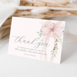 Bow Bridal Shower Ivory greneery Thank You Card