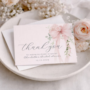 Bow Bridal Shower Ivory greneery Thank You Card
