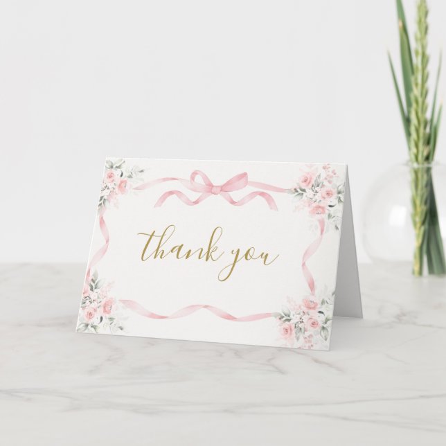 Bow Bridal Shower Thank You Card (Front)