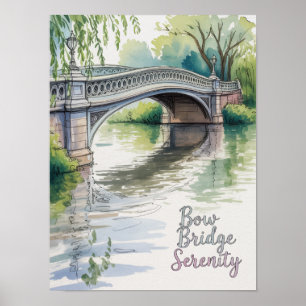 Bow Bridge Serenity Central Park Watercolor Poster