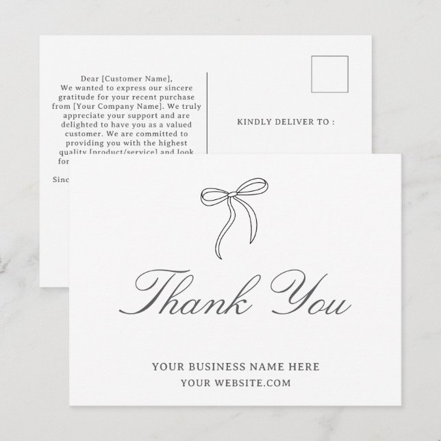Bow Business Thank You  Postcard (Front/Back)