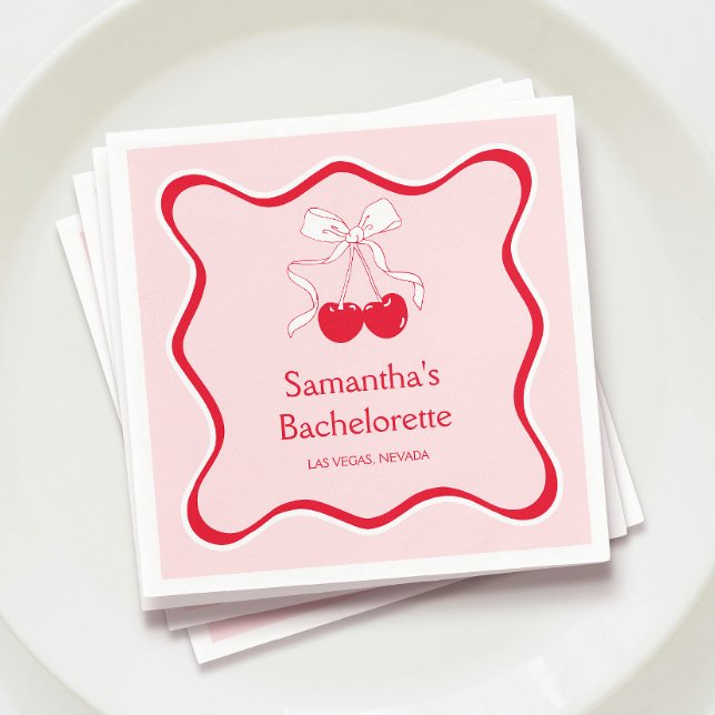 Bow Cherrry On Top Bachelorette Party Napkin (Creator Uploaded)