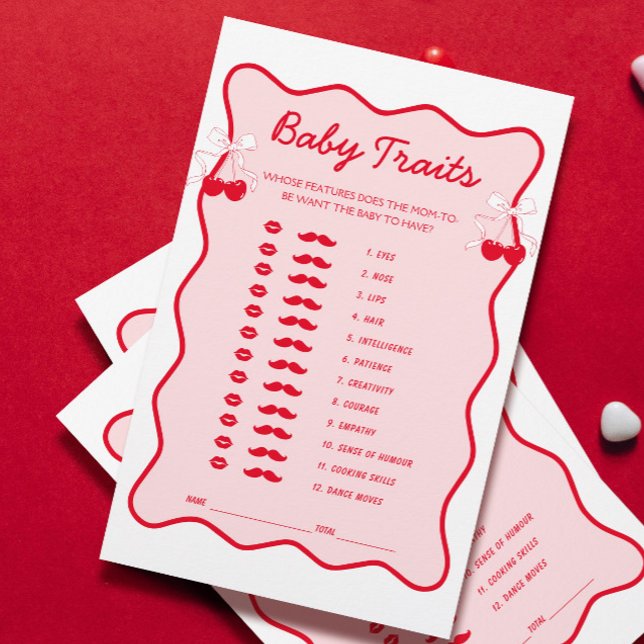 Bow Cherry Baby Shower Baby Traits Game (Creator Uploaded)