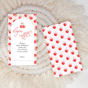 Bow Cherry on Top Baby Girl Shower Diaper Raffle Enclosure Card