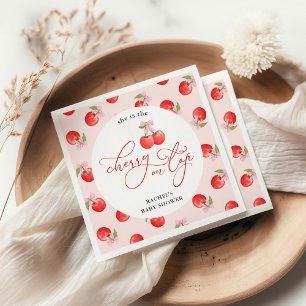 Bow Cherry on Top Baby Girl Shower Napkin
