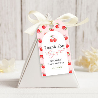 Bow Cherry on Top Baby Girl Shower Thank You Gift Tags