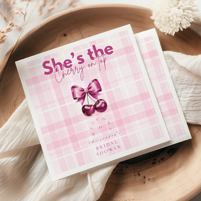 Bow Cherry On Top Bridal Shower Napkin (Creator Uploaded)