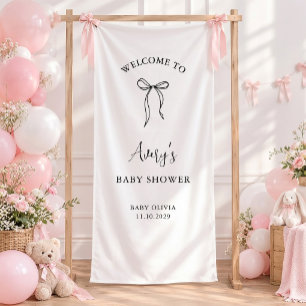 Bow Chic Minimalist Script Baby Shower Welcome Banner