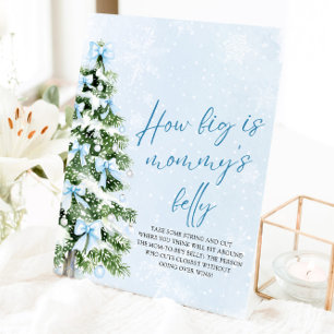 Bow Christmas Baby Shower How Big Is Mummy's Belly Pedestal Sign