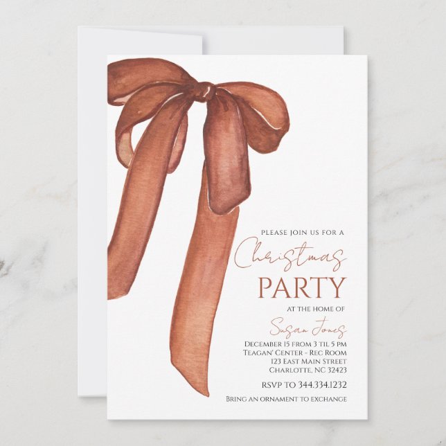  Bow Christmas Party Invitation (Front)
