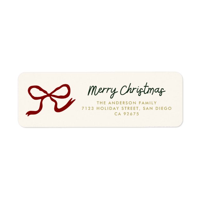 Bow Christmas Return Address (Front)