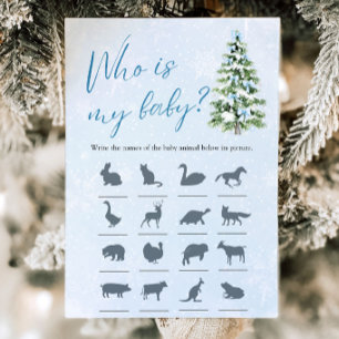 Bow Christmas Tree Baby Shower Who Is My Baby Game Invitation