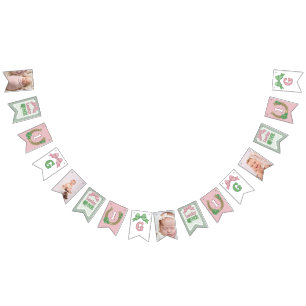 Bow Clover Lucky One Girl 1st Birthday Photo Bunting