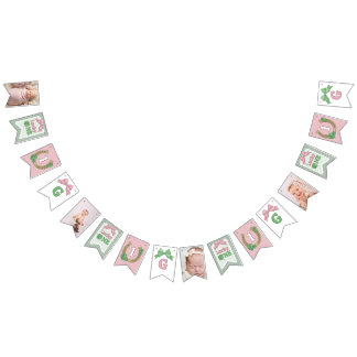 Bow Clover Lucky One Girl 1st Birthday Photo Bunting
