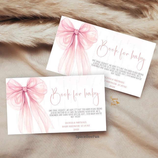 Bow Coquette Baby Shower  Enclosure Card (Bow Coquette Baby Shower, Baby Shower Enclosure Card, Book for Baby Card, Diaper Raffle Card, Baby S)