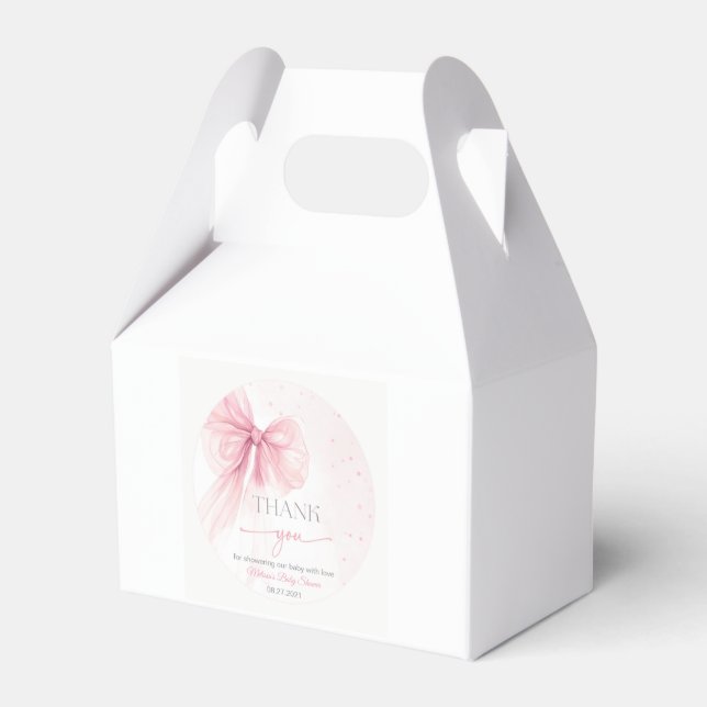 Bow Coquette Baby Shower Favor Box (Front Side)