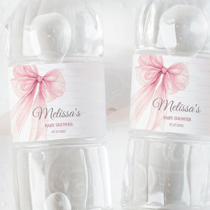 Bow Coquette Baby Shower  Water Bottle Label