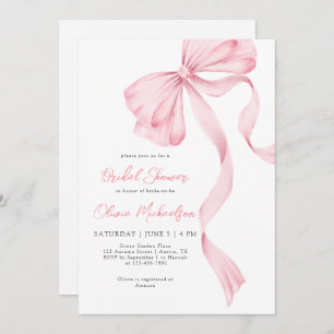 Bow Coquette Blush Pink Ribbon Bridal Shower Invitation