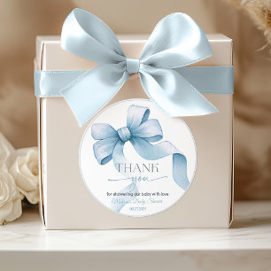 Bow Coquette Boy Baby Shower Classic Round Sticker