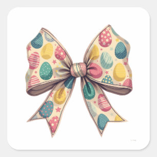 Bow Coquette Easter Sunday Eggs Pink Pallete Square Sticker