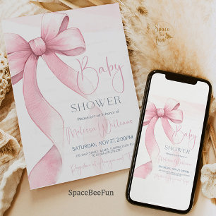 Bow Coquette Girl Baby Shower Invitation