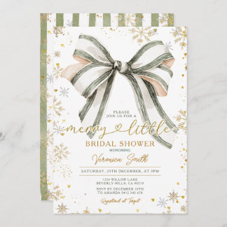 Bow coquette Merry Little Christmas Bridal Shower Invitation