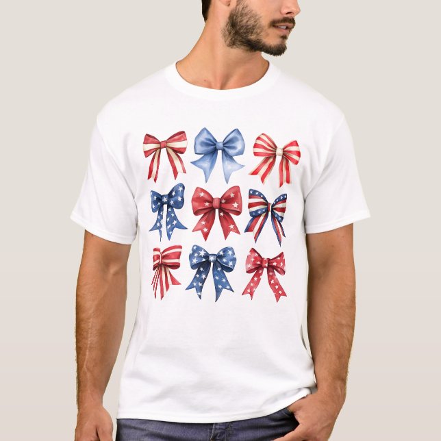 Bow Coquette Patriotic Fourth 4th of july USA T-Shirt (Front)