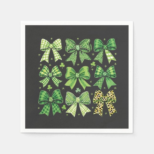 Bow Coquette St Patrick's Day Vintage  Napkin (Front)