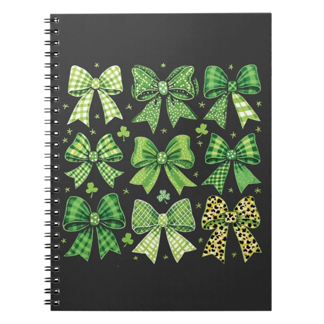 Bow Coquette St Patrick's Day Vintage  Notebook (Front)