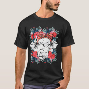 Bow Cute Farm Animal Women Girls Kids Cow T-Shirt