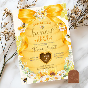 Bow Daisy Sunflower Honey Baby Shower Invitation