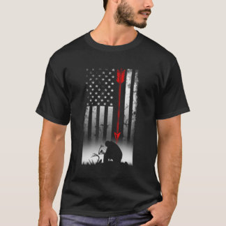 Bow Deer Hunting American Flag For Bow Hunting T-Shirt