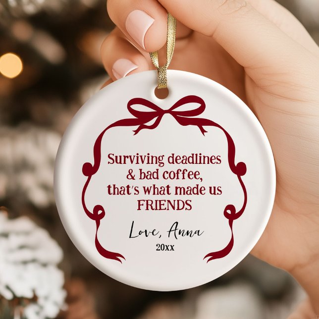 Bow Doodle Gifts to Coworker Christmas Ornament (Creator Uploaded)