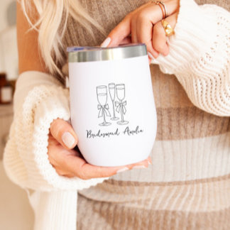Bow Drinks Modern Script Personalised Bridesmaid