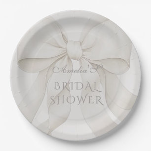 Bow Elegant Bridal Shower Decor Paper Plate